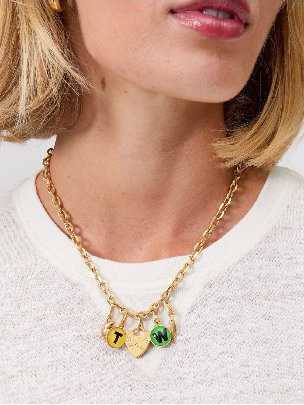 Clare V Padlock Locket Charm Vintage Gold